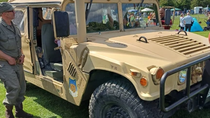 A military vehicle featured at one of the stalls at Armed Forces Day