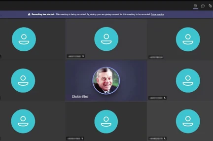 Image of virtual meeting hosted by Dickie Bird