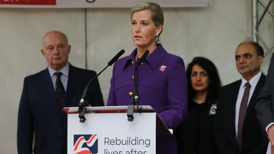 Photo of HRH the Countess of Wessex at the unveiling of Victory Over Blindness statue