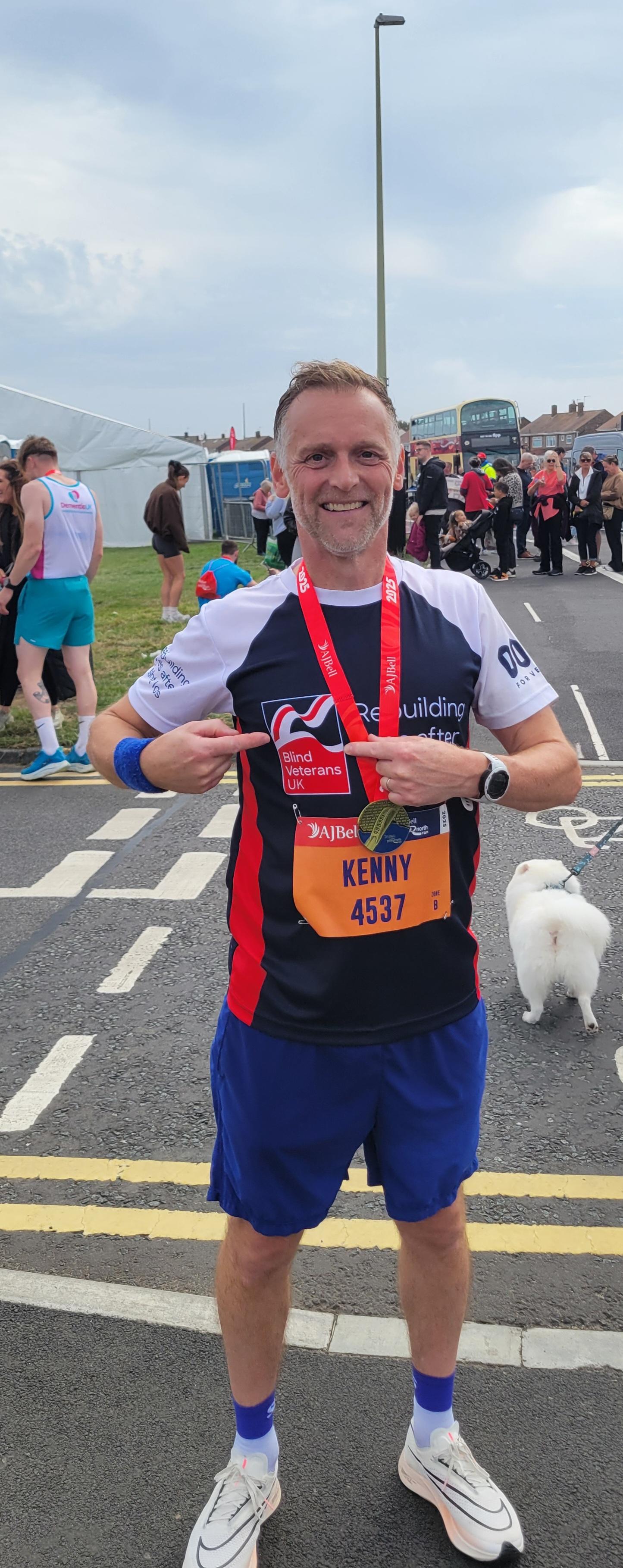 Kenny smiling after completing the Great North Run