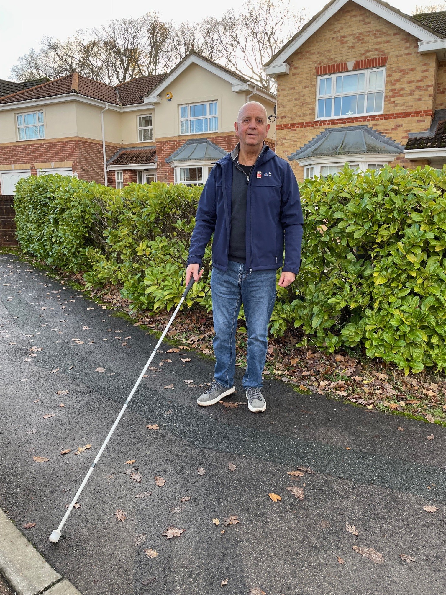 Andy with his white cane