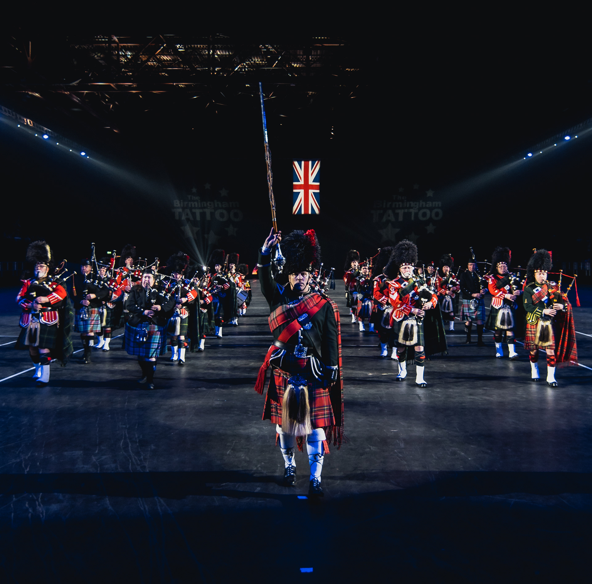 The Royal Band of the Royal Regiment of Scotland performing at Birmingham Tattoo