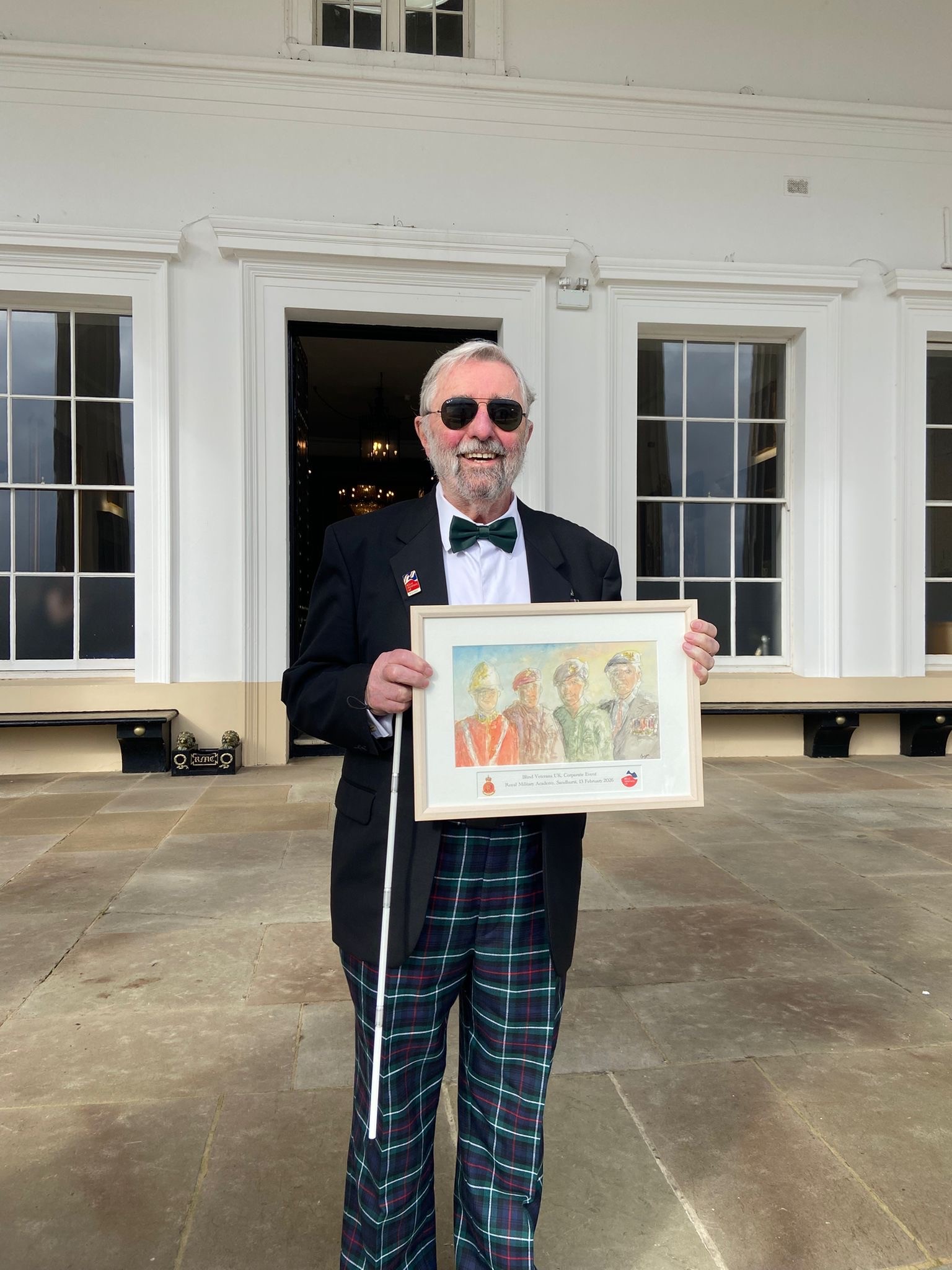Bryan with his artwork for Brigadier Wight Boycott OBE
