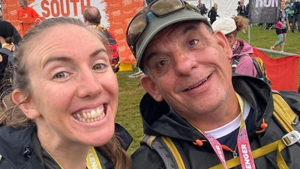 Selfie picture with Teresa and Richard at the start of the hike with huge smiles