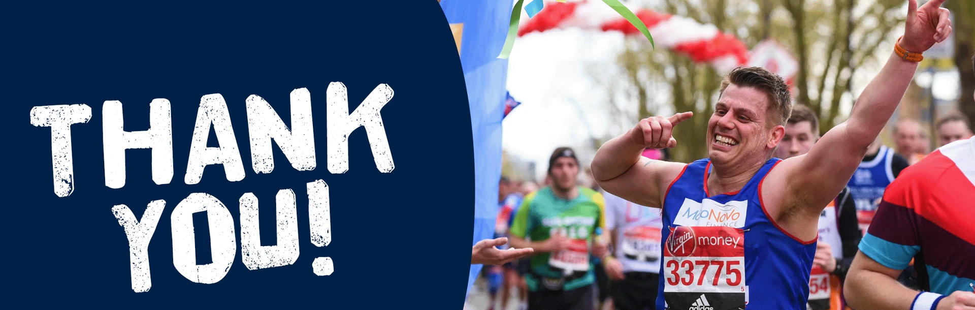 "Thank you!" A photo of a supporter in the London Marathon