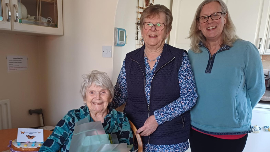 Gill and Emma with the late blind veteran Marie