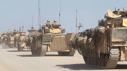 A Convoy Of Warrior Infantry Fighting Vehicles (Ifvs) Patrolling Near Musa Qala, Afghanistan