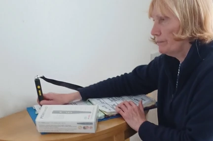 Blind veteran Jill using tech