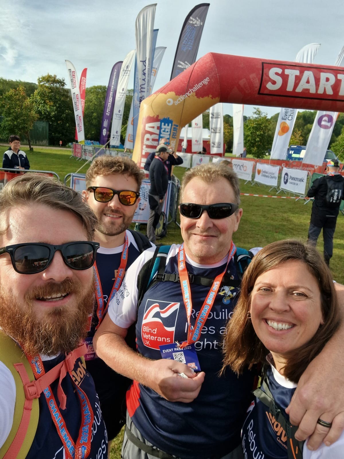 A selfie taken at the start. The team of four are looking fresh faced.
