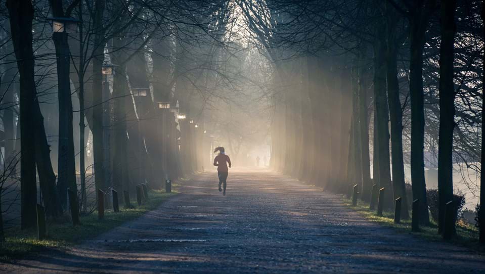 A person running in the morning