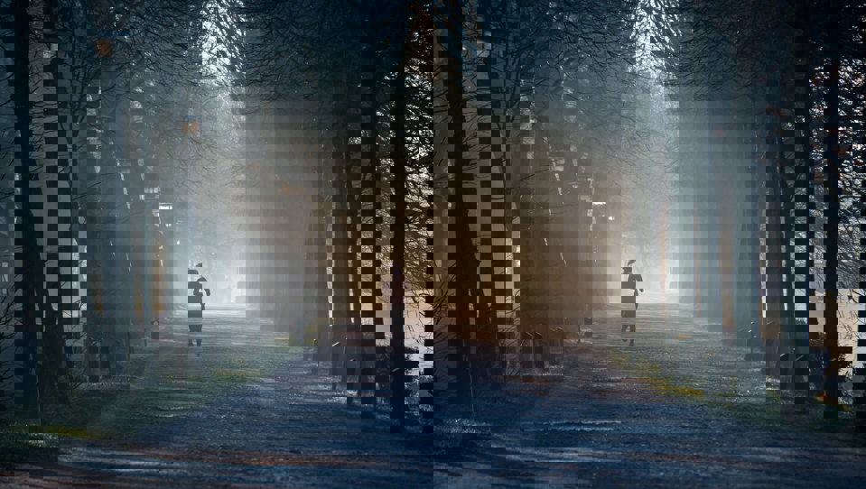A person running in the morning
