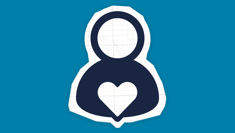 Icon of a person holding a large heart