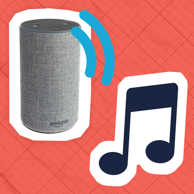 An Amazon Echo playing music