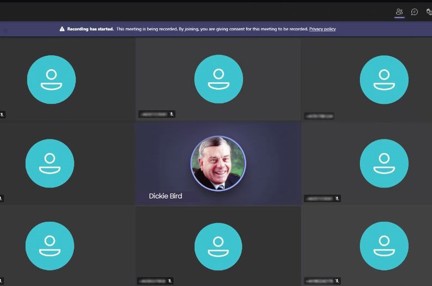 Image of virtual meeting hosted by Dickie Bird