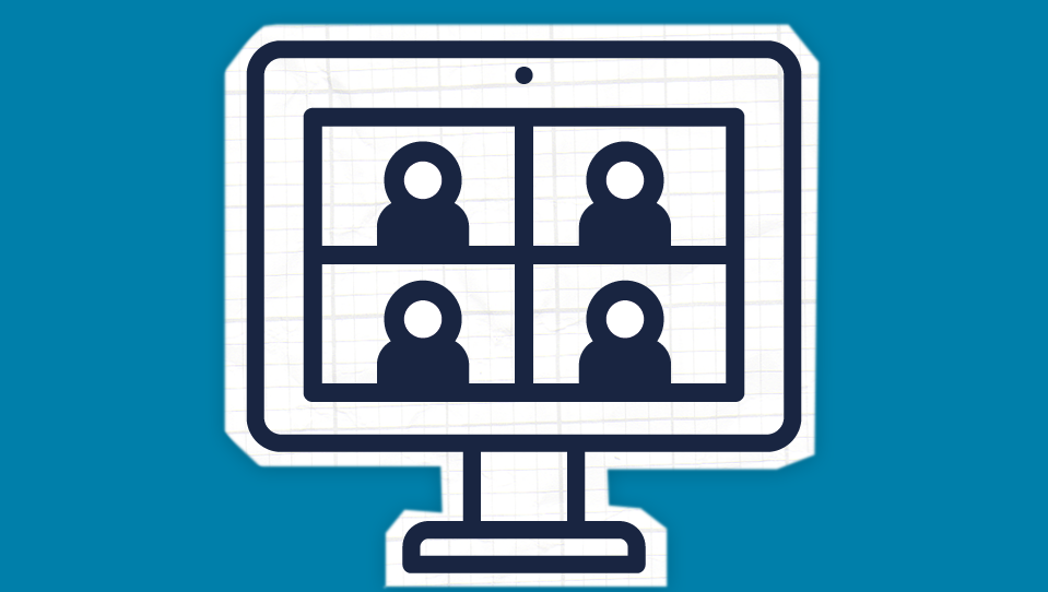 Icon of a computer screen with a video call of four people