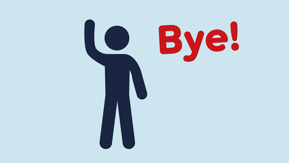 Icon of a person waving their hand and saying bye!