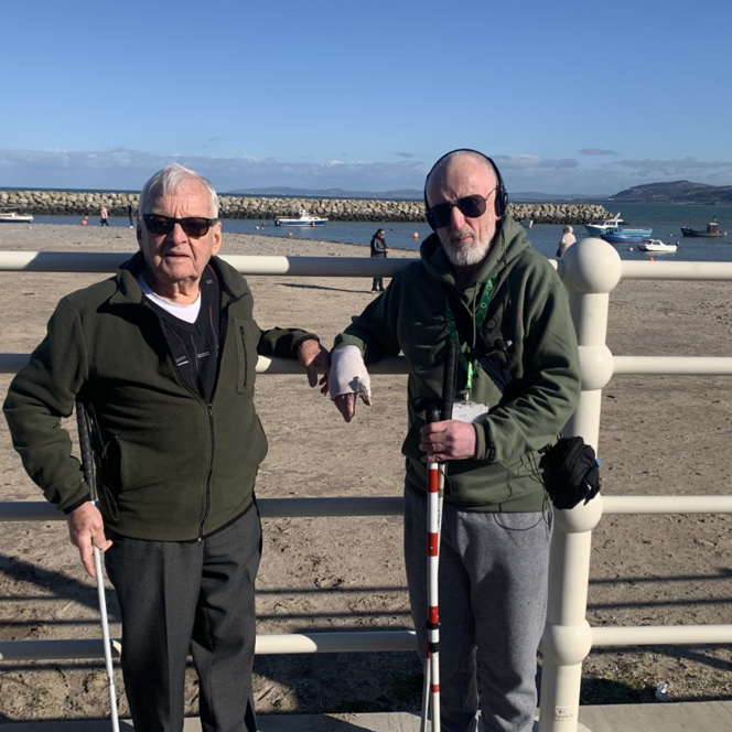 A photo of Graham, left, with fellow blind veteran Dean