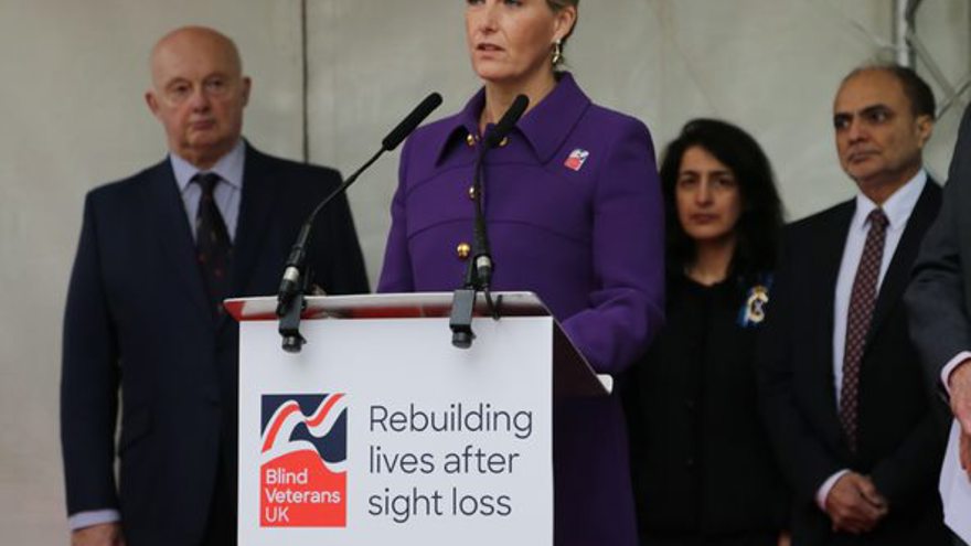 Photo of HRH the Countess of Wessex at the unveiling of Victory Over Blindness statue