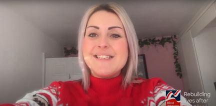A photo screenshot from video of staff thanking Blind Veteran UK volunteers