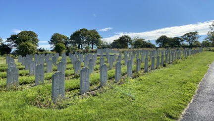 A photo of hundreds of graves in cemetery, pictured before they were restored