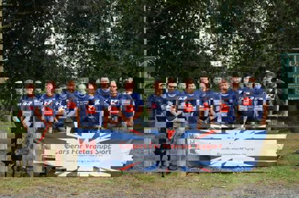 Group picture of the competitors from last year's event wearing Blind Veterans UK tops