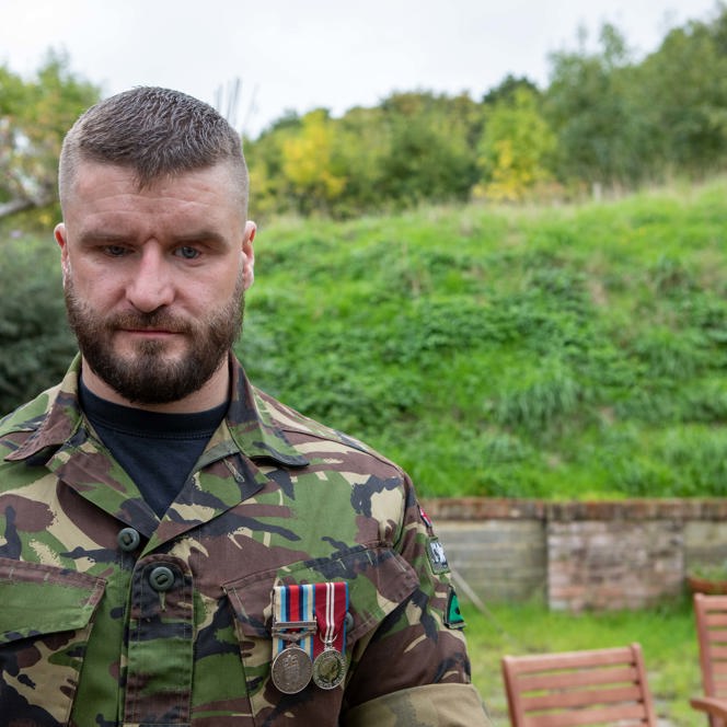 Blind veteran Rob in his garden