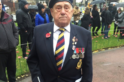 Blind veteran Bob, with his medals