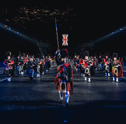 The Royal Band of the Royal Regiment of Scotland performing at Birmingham Tattoo