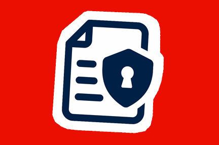 Icon of a document overlapped with a key lock