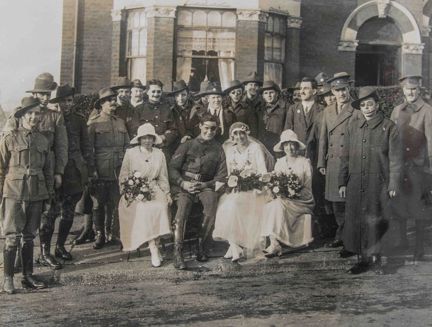 A group of people at the wedding of blind veteran Jerry and Marjory, at St Saviour's Church