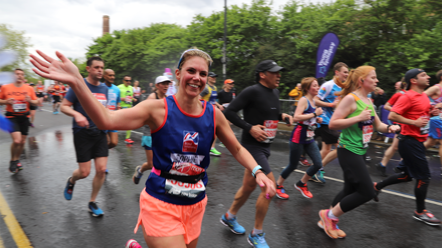 A photo of Sophie Delaney running the London Marathon