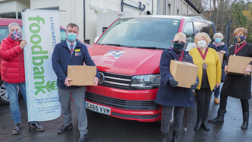 Photo of Blind Veterans UK supporting Llanfairfechan food bank during lockdown