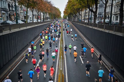 A group of marathon runners