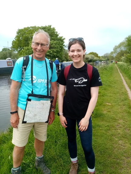Gary and his daughter pictured beside the Shropshire Union Canal during his walk