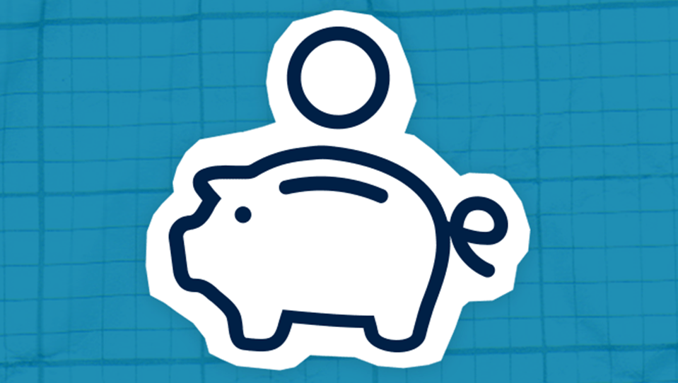 Icon of a piggy bank to indicate savings 