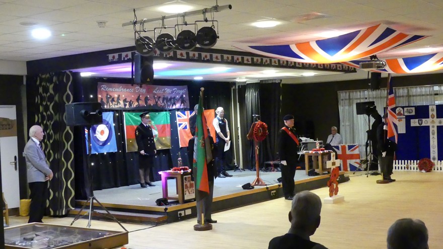 A stage with veterans wearing their medals during the event at St Oswald's last year