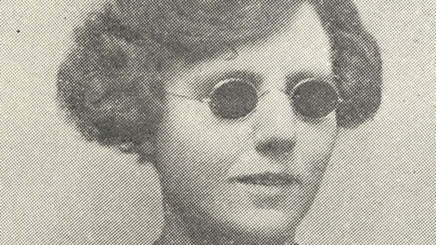 Black and white photo of blind veteran, Agnes Mary Peters