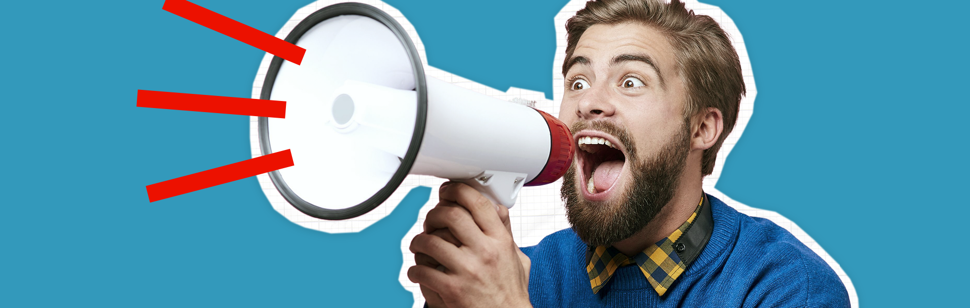 A man shouting into a megaphone