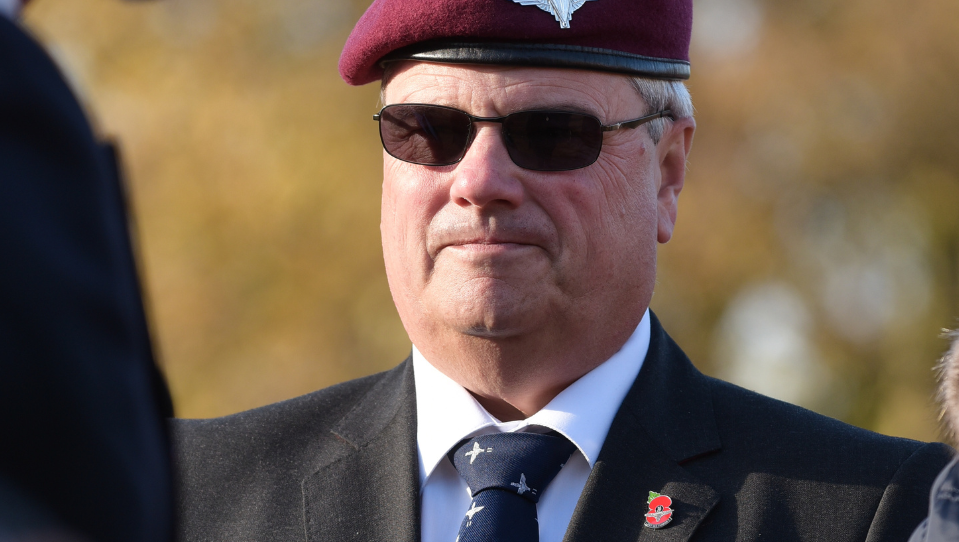 Blind veteran Steve at a Remembrance parade