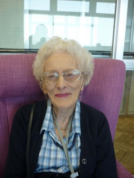 Blind veteran Elizabeth smiling