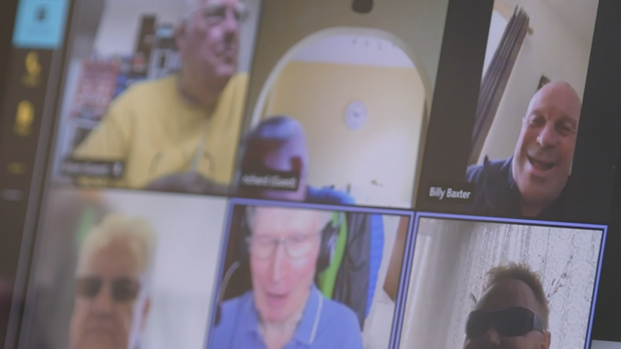 A group of blind veterans on a Microsoft Teams call