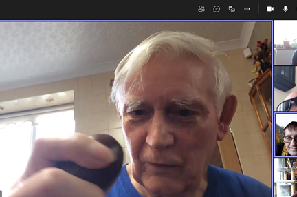 Screenshot taken from a Teams call with a group of blind veterans
