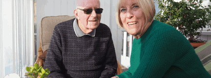 Blind veteran Bob with his carer Barbara