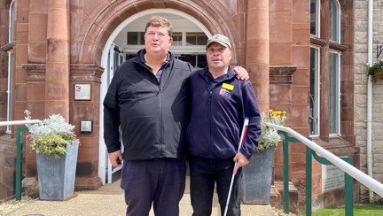 Phillip with blind veteran Billy at Blind Veterans UK's Llandudno Centre of Wellbeing