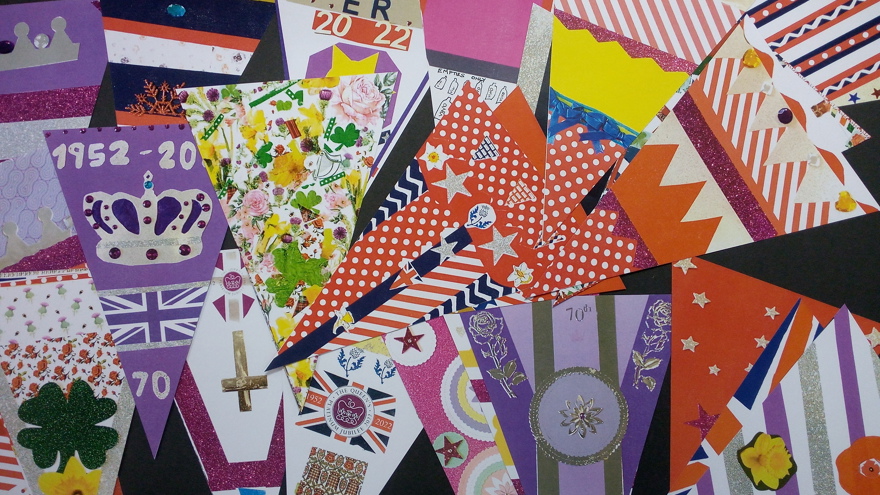 A collection of the many bunting designs made by our blind veterans