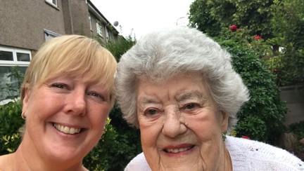 Blind veteran Lorna and her volunteer Chrissie, smiling