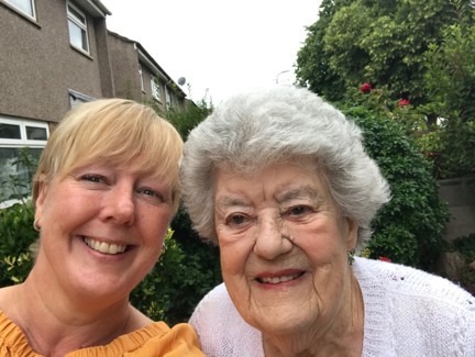 Blind veteran Lorna and her volunteer Chrissie, smiling