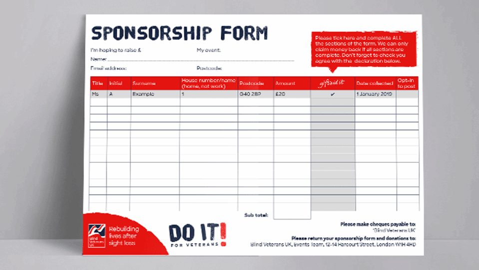 A photo of the Sponsorship form
