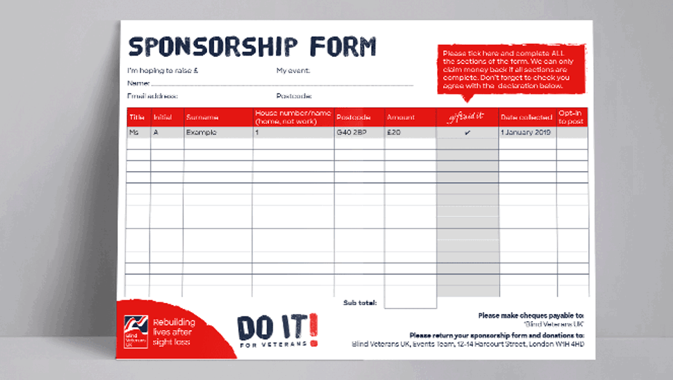 A photo of the Sponsorship form