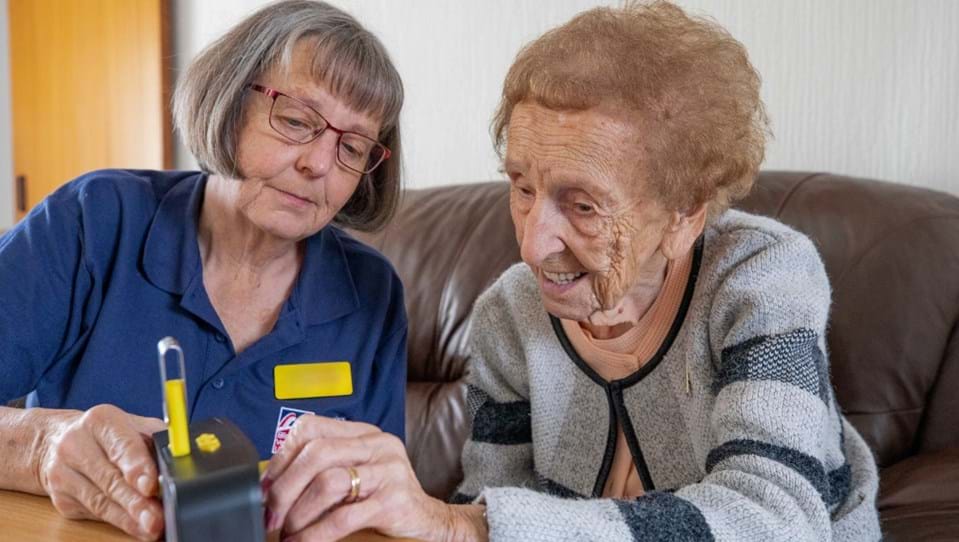 Blind veteran Margaret with Community Support Worker Liz